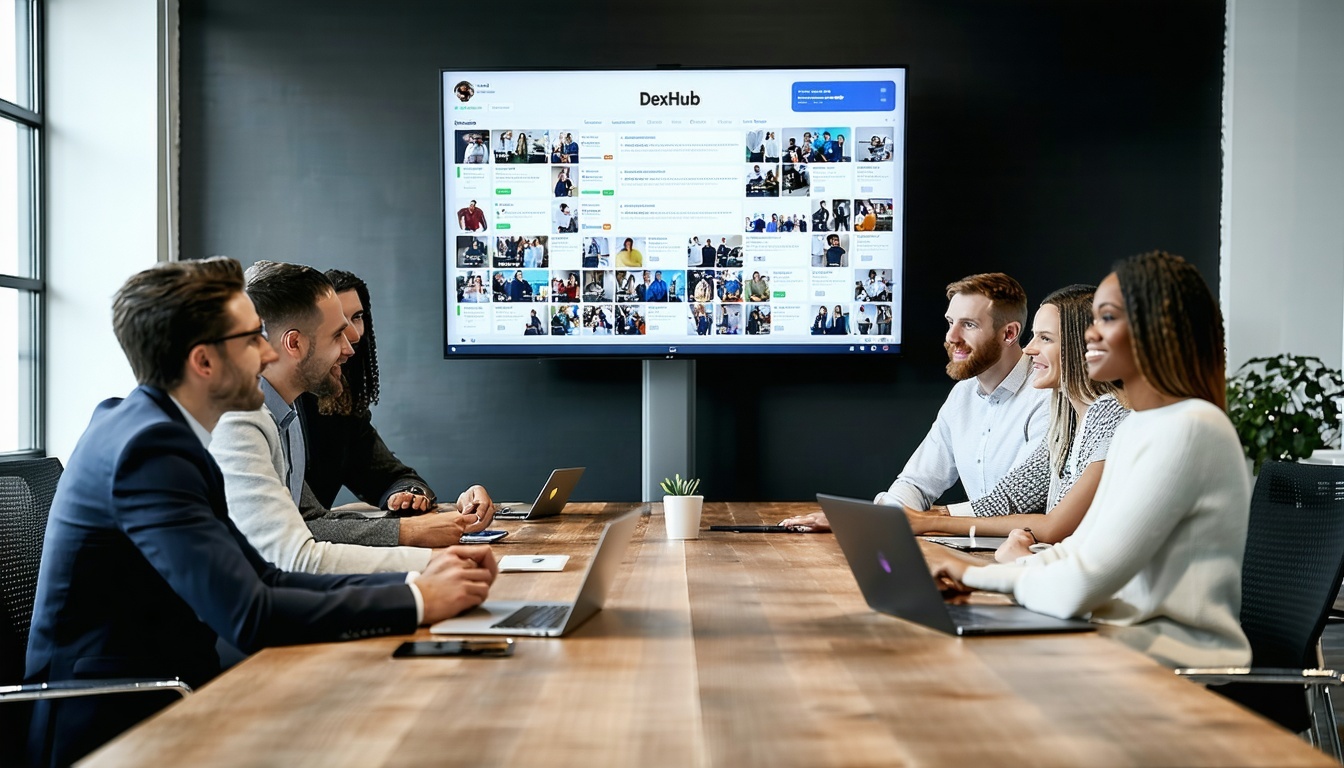 Agents collaborating on DexHub's social media platform